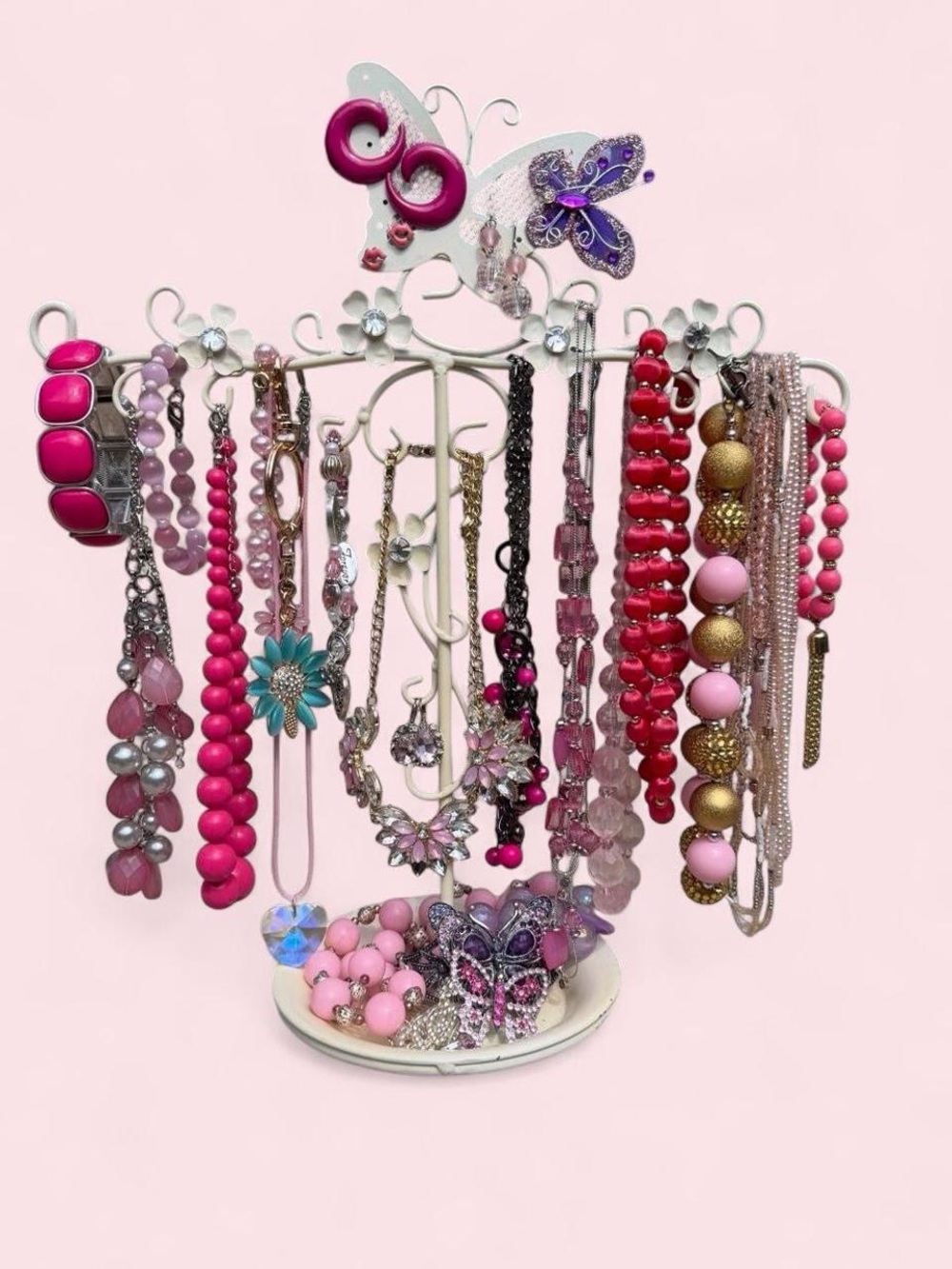 THE ULTIMATE BARBIECORE & COQUETTE STATEMENT JEWELRY LOT + STAND 💖